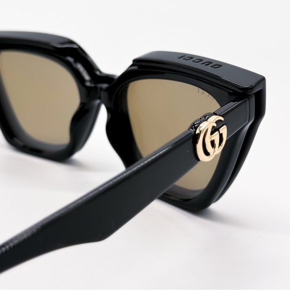 NEW GUCCI GG1542S 001 CAT EYE BLACK BROWN/CLEAR WOMEN SUNGLASSES GUCCI - Picture 11 of 16